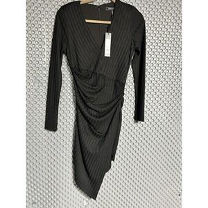 BCBG MaxAzaria Dress XXS Women Black Asymmetrical Hem Long Sleeve 40"  Length